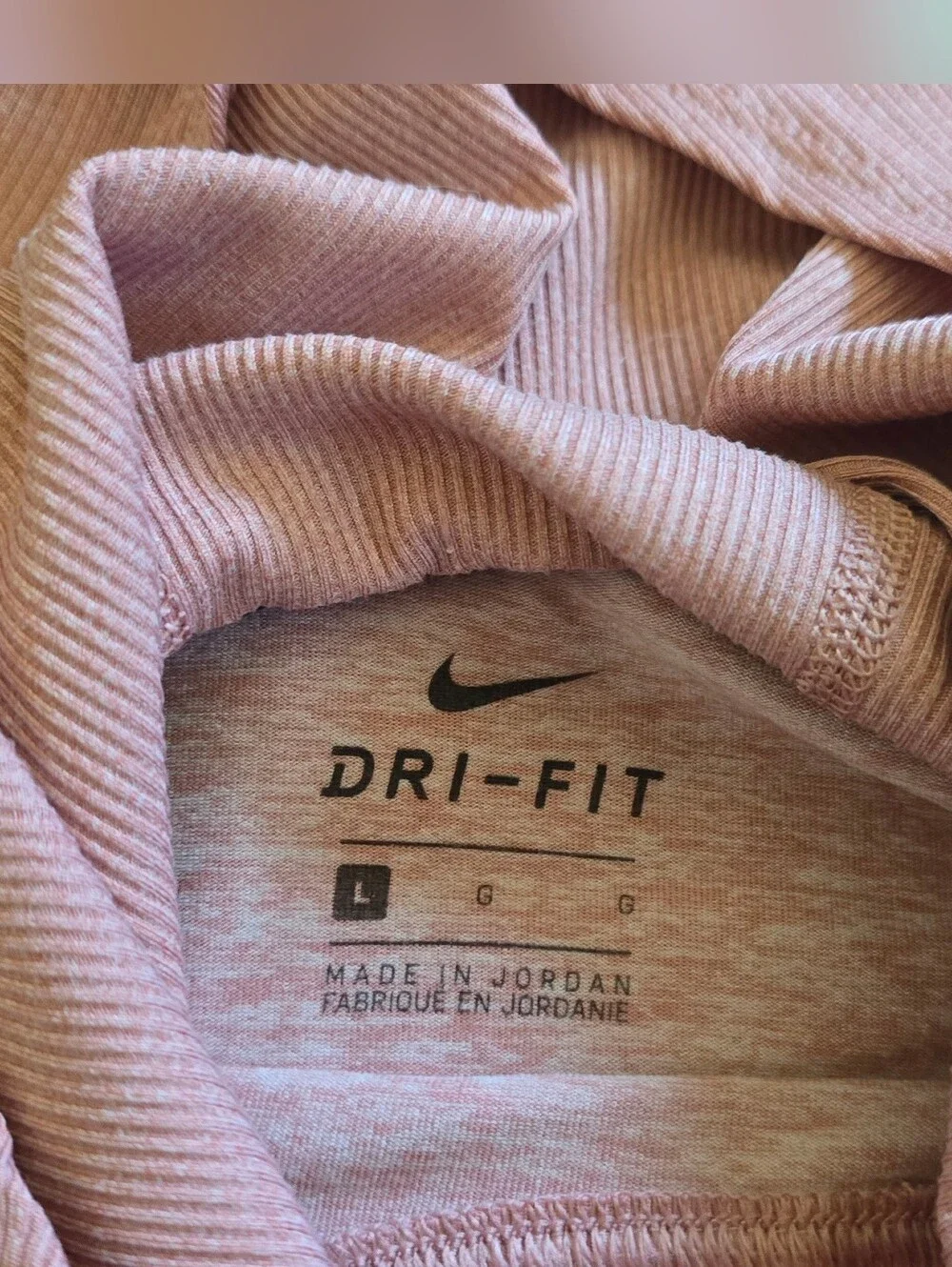 Nike Dri-FIT Shirt Womens Large Pink Hooded Long Sleeve Lightweight Running